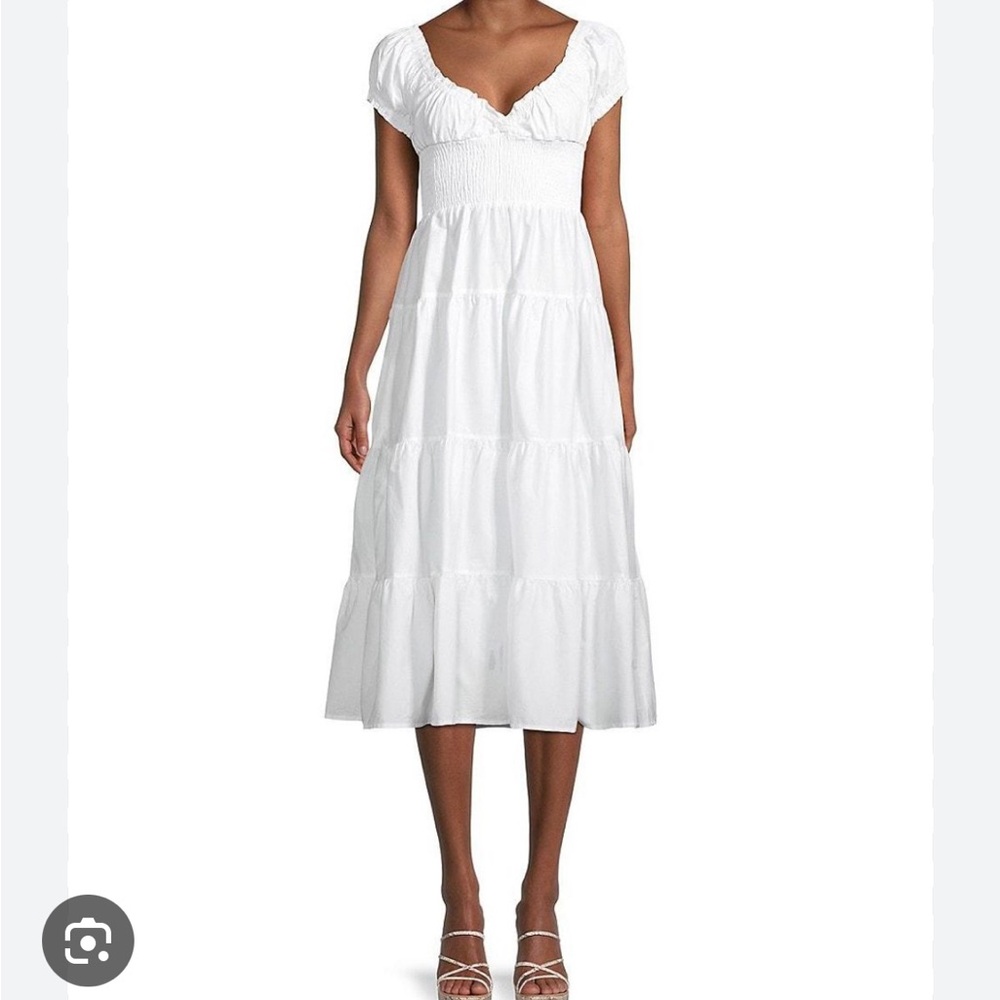 Danielle Bernstein Smocked White Poplin Dress